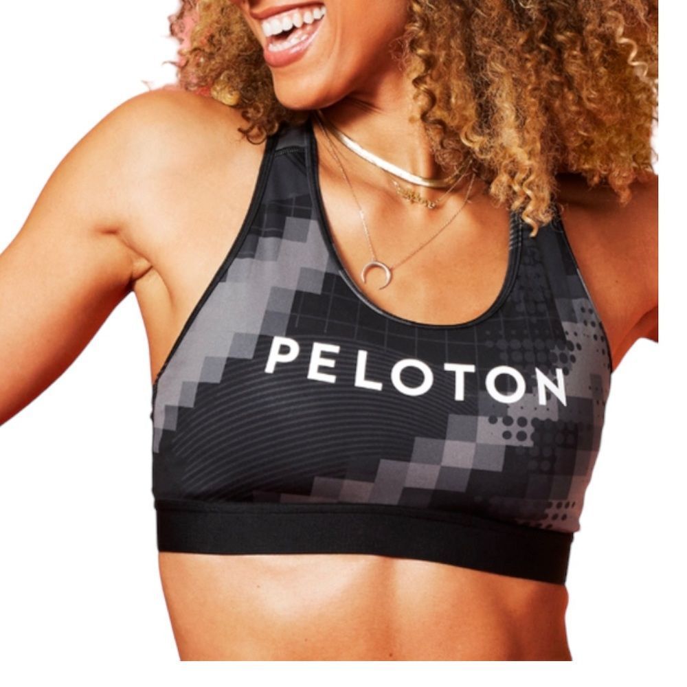 Peloton Black & Gray Pixel Racerback Sports Bra